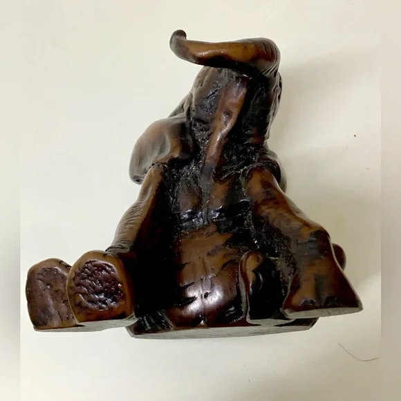 Vintage Mid Century Antique Sitting Playful Baby Elephant Figurine Statue
